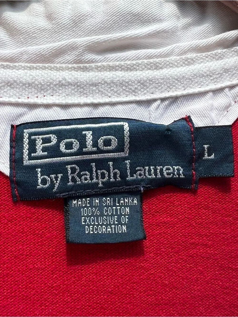 Polo Ralph Lauren Vintage Short Sleeve Rugby Shirt SzL Red/Navy Colorblock Crest